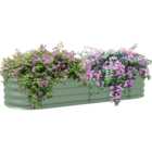 Outsunny Green Galvanised Raised Garden Bed Planter Box with Safety Edging