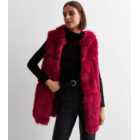 Gini London Red Faux Fur Hooded Gilet