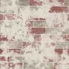 Galerie Organic Textured Distressed Brick Beige Red Tan Wallpaper