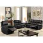 SleepOn Bonded Leather Reclining Sofa Set 3 Seater 2 Seater And Chair - Black