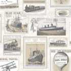 Galerie Nostalgie Travel Postcards Beige and Grey Wallpaper