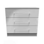 Ready Assembled Worcester 3 Drawer Chest In Uniform Grey Gloss & Dusk Grey