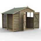 Forest Garden 4LIFE Apex Shed 6x8 2 Door 2 Window w/ Lean-To