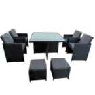 Home Treats Rattan 8 Seat Dining Furniture Set - Solid Black