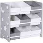 Zonekiz Storage Unit With 9 Removable Storage Baskets For Nursery Playroom - Grey