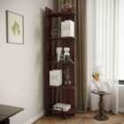 Livingandhome Industrial 5-tier Corner Bookshelf Shelf Unit, Brown