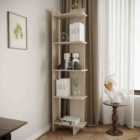 Livingandhome Industrial 5-tier Corner Bookshelf Shelf Unit, Grey