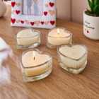 Set of 4 Heart Shaped Glass Candles