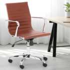 Julian Bowen Gio Brown and Chrome Faux Leather Swivel Office Chair