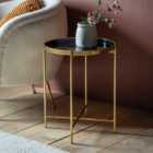 Verona Side Table, Gold and Black