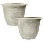 Wilko Parker Washed Taupe Round Planters 30cm 2 Pack