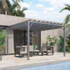 Outsunny 3 x 3m Grey Retractable Roof Louvered Pergola