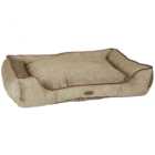 Charles Bentley Medium Taupe Pet Bed with Pink Trim