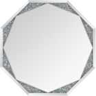 Octagonal Silver Crystal Effect LED Mirror 100cm