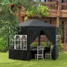 Outsunny 4m Black Gazebo Party Tent with 6 Removable Side Walls