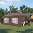 Outsunny 3 x 4m Brown Pop Up Gazebo with Sides