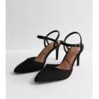 Black Suedette Pointed Stiletto Heel Court Shoes