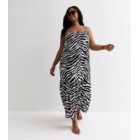 Curves White Zebra Print Cross Back Maxi Beach Dress