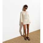 Cream Crochet Long Sleeve Beach Dress