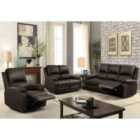 SleepOn Bonded Leather Reclining Sofa Set 3 Seater 2 Seater And Chair - Brown