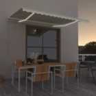 Berkfield Manual Retractable Awning with LED 400x350 cm Cream