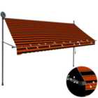 Berkfield Manual Retractable Awning with LED 300 cm Orange and Brown