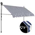 Berkfield Manual Retractable Awning with LED 300 cm Blue and White