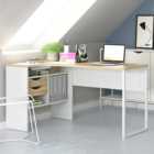 Florence Function Plus 2 Drawer Corner Desk White and Oak