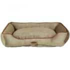 Charles Bentley Extra Small Taupe Pet Bed with Pink Trim