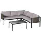 Outsunny 4pc Furniture Set w/ Mesh Pocket - Light Grey