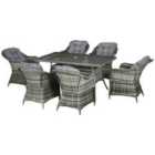 Outsunny 7pc Outdoor Dining Set w/ Tempered Glass