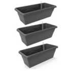 Gardenico Self-watering Balcony Planter 400mm - Anthracite - Triple Pack