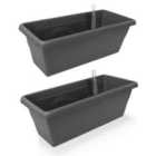 Gardenico Self-watering Balcony Planter 400mm - Anthracite - Twin Pack