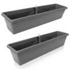 Gardenico Self-watering Balcony Planter 800mm - Anthracite - Twin Pack