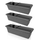 Gardenico Self-watering Balcony Planter 600mm - Anthracite - Triple Pack