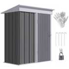 Outsunny Small Steel Lean-to Shed 5x3 - Grey