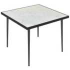 Outsunny Square Dining Table w/ Marble Effect Top - White