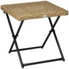 Outsunny Folding Square Rattan Coffee Table - Natural