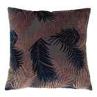 Paoletti Palm Grove Blush and Navy Velvet Jacquard Cushion