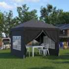 Outsunny 3 x 3m Black Pop Up Water Resistant Camping Party Tent