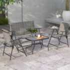 Outsunny Patio Furniture Set, Garden Set w/ Table, Foldable Chairs, a Loveseat Mixed Grey