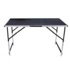 Foldable Table, Adjustable Height Heavy Duty Folding Camping Catering Picnic Trestle Bbq Party Table