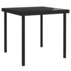 Berkfield Outdoor Dining Table Black 80x80x72 cm Glass and Steel