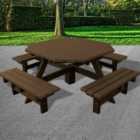 NBB 100% Recycled Plastic Furniture Junior Octagonal Picnic Table in Brown