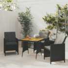 Berkfield Garden Table Black 70x70x72 cm Poly Rattan & Solid Acacia Wood