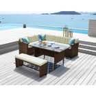 ECASA Vegas Ratten Garden Sofa Conservatory With Coffee Table Set 9 Seater Brown