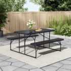 Black Picnic Foldable Table Bench Set 4 Seater Camping Table Set Garden Picnic and Bench Set