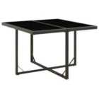 Berkfield Garden Table Black 109x107x74 cm Poly Rattan and Glass