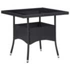 Berkfield Outdoor Dining Table Black Poly Rattan and Glass