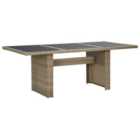 Berkfield Garden Dining Table Brown 200x100x74 cm Glass and Poly Rattan